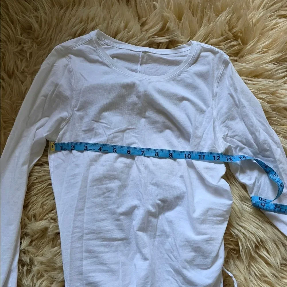 Lululemon White Cinch It Long Sleeve Shirt